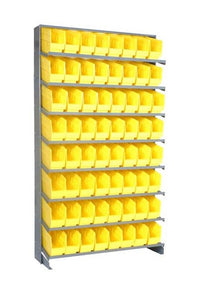 Industrial Heavy Duty Single Sided Pick Rack with 64 Bins - Yellow