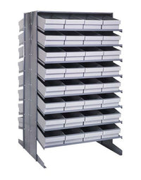 Heavy Duty Double-Sided Pick Rack with 32 Gray Bins