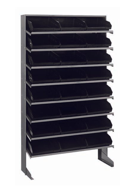 Industrial Grade Heavy Duty Shelving Unit with 24 Black Bins - Image 1