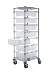7 Level Wire Bin Cart with 7 Clear Dividable Grids