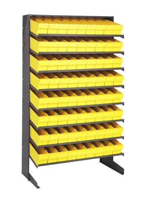 Heavy Duty Shelving Unit with 32 Yellow Bins - Image 1