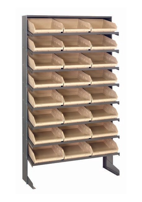 Heavy Duty Industrial Shelving Unit with 24 Ivory Bins - Image 1