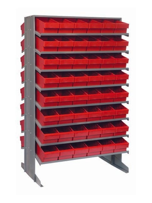 Heavy Duty Double Sided Pick Rack with 96 Red Bins - Image 1