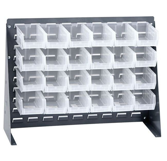 27X21 Clear-View Bench Rack with 24 Bins - Image 1