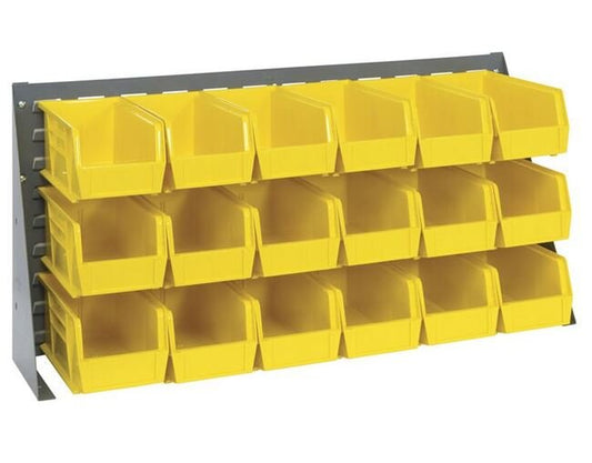 Heavy-Duty Bench Rack with 18 Yellow Bins, 36-Inch Width - Image 1