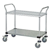 Heavy-Duty Utility Cart with Chrome Wire and Solid Galvanized Shelf
