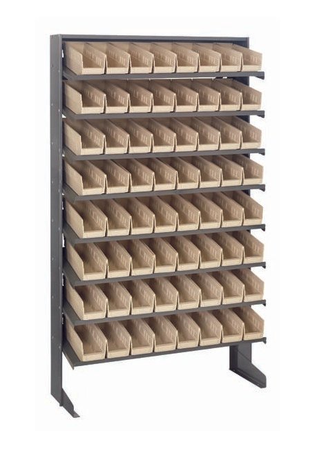 Heavy Duty Industrial Shelving Unit with 64 Ivory Bins - Image 1