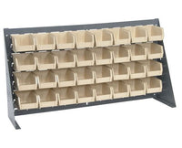 Heavy-Duty Bench Rack with 32 Ivory Bins - 36 Inches Wide