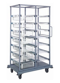 Partition Store Double Cart with White Wire Baskets Shelves