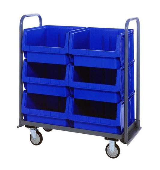 Heavy-Duty Magnum Tote Truck with Blue Bins - 18x42, Blue - Image 1