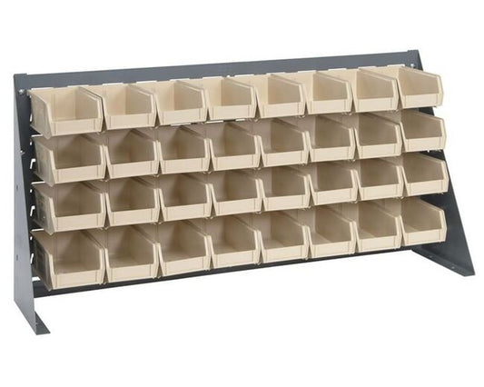Heavy-Duty Bench Rack with 32 Ivory Bins - Image 1