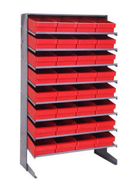 Heavy Duty Steel Shelving Unit with 32 Red Bins