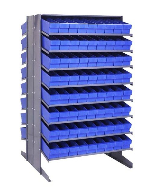 Heavy Duty Double Sided Pick Rack with 72 Blue Bins - Image 1