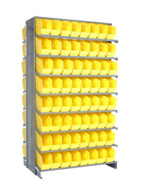Heavy Duty Double-Sided Pick Rack with 128 Bins - Yellow