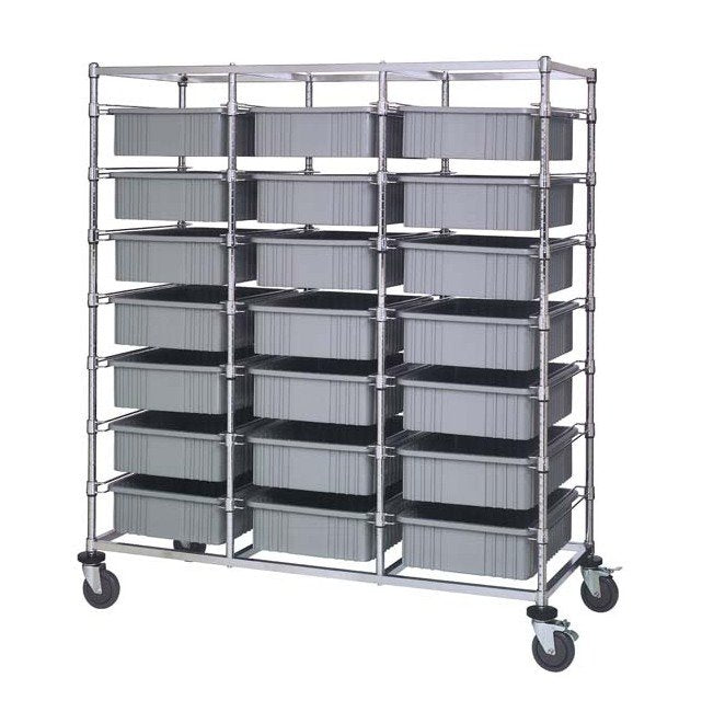 Gray Triple Bay Bin Cart with Dividable Grids - Image 1