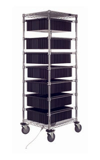Modular Conductive Bin Cart with 7 Dividable Grids - Material Handling Carts