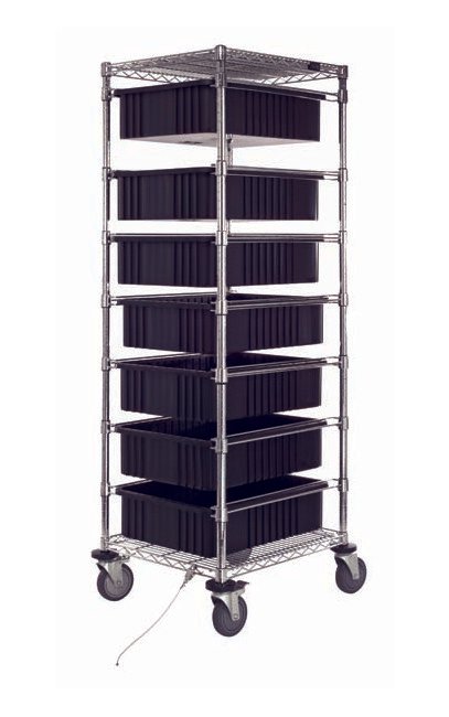 Modular Conductive Bin Cart with 7 Dividable Grids - Material Handling Carts - Image 1