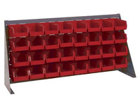 Heavy-Duty Bench Rack with 32 Red Bins, 36-Inch Width