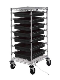 Modular Conductive Bin Cart with 7 Dividable Grids