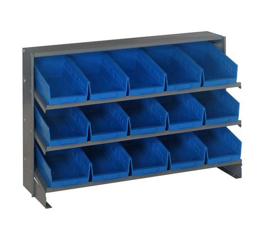 Heavy Duty Shelving Unit with 15 Blue Storage Bins - Image 1