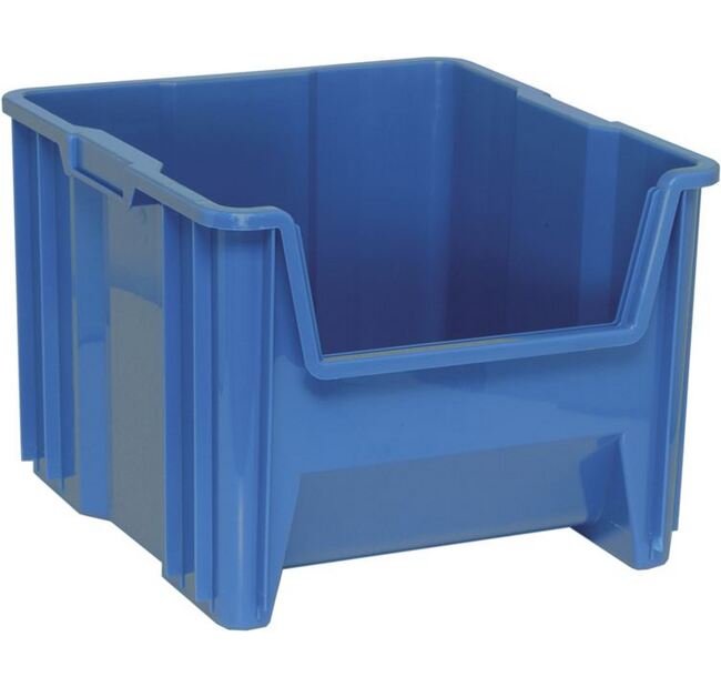 Industrial Heavy Duty Stackable Storage Bin - Blue, 17-1/2" X 16-1/2" X 12-1/2" - Image 1