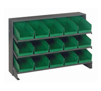 Heavy Duty Metal Shelving Unit with 15 Green Bins