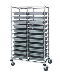 Gray Double Bay Bin Cart with Dividable Grids