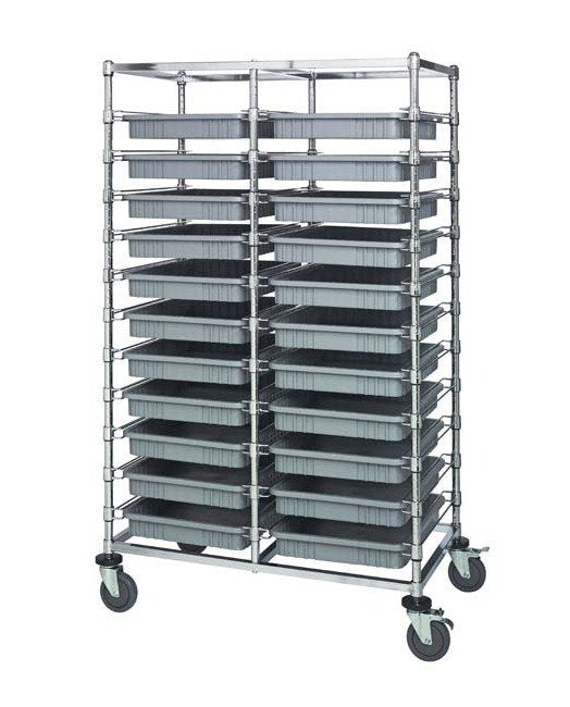 Gray Double Bay Bin Cart with Dividable Grids - Image 1