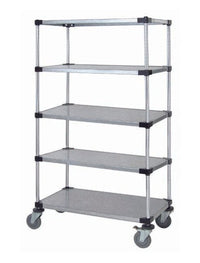 Heavy-Duty Solid Shelf Mobile Cart - 5 Shelves - 63 Inches