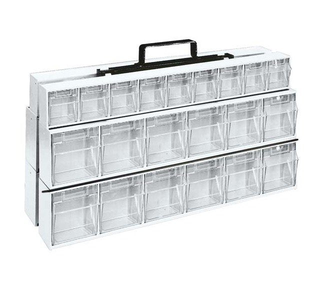Heavy-Duty Portable Frame with 6 White Tilt Bins - Image 1