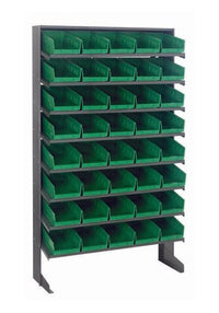 Heavy Duty Steel Shelving Unit with 40 Green Bins
