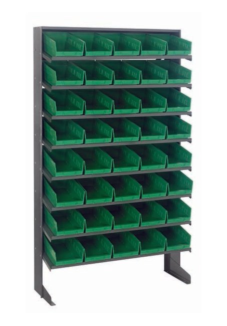 Heavy Duty Steel Shelving Unit with 40 Green Bins - Image 1