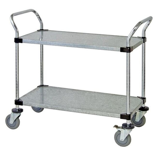 Galvanized Steel 2-Shelf Utility Cart - Image 1