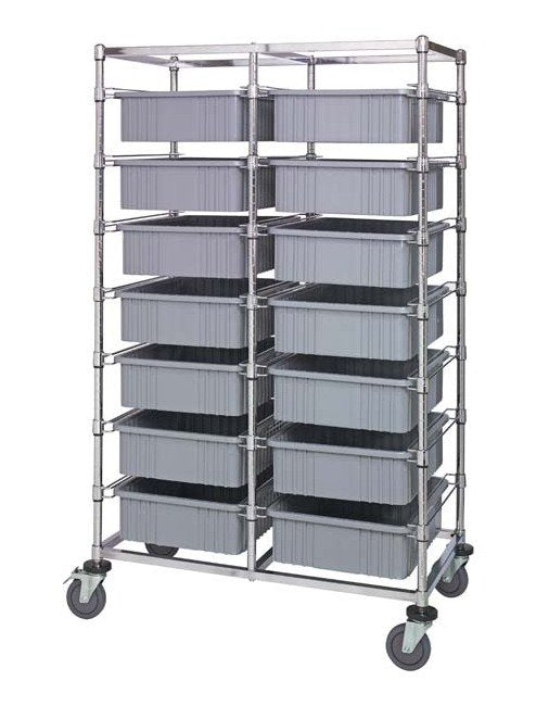 Gray Double Bay Bin Cart with Dividable Grids - Image 1
