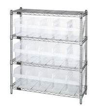 Quantum Wire Shelving System with Clear Bins