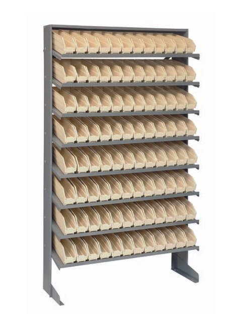 Industrial Grade Heavy Duty Shelving Unit with 96 Ivory Bins - Image 1