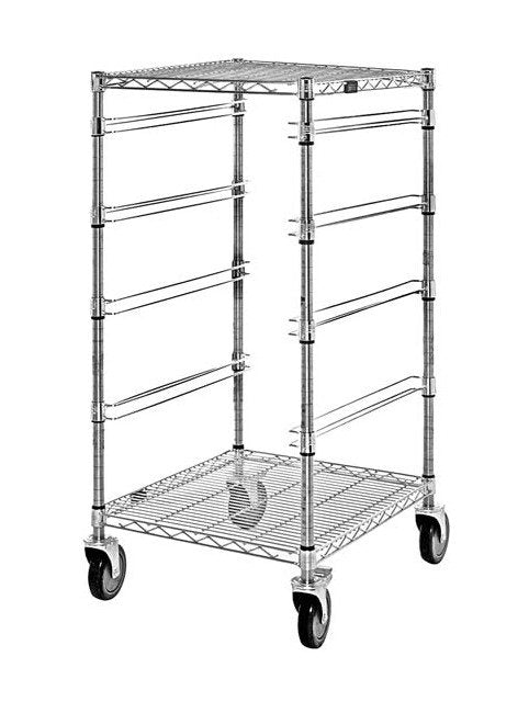 Wire Bin Cart with 4 Shelves - Chrome Finish - Image 1