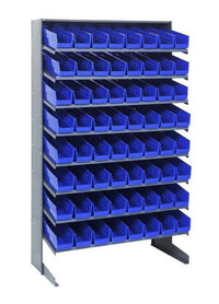 Heavy Duty Single Sided Pick Rack with 64 Blue Bins