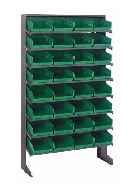 Heavy Duty Single Side Pick Rack with 32 Green Bins - Image 1