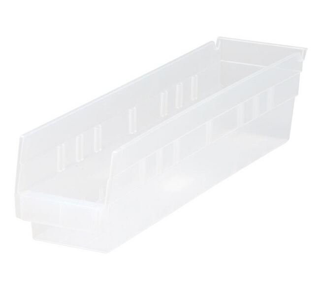 Durable Clear Shelf Bin 17-7/8 x 4-1/8 x 4 inches - Pack of 20 - Image 1