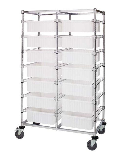 Modular Double Bay Bin Cart with Dividable Grids - Clear - Image 1