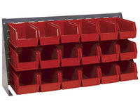 Heavy-Duty Bench Rack with 18 Red Bins, 36-Inch Width