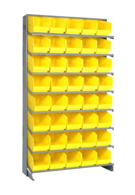 Heavy Duty Single Sided Pick Rack with 40 Yellow Bins - Image 1