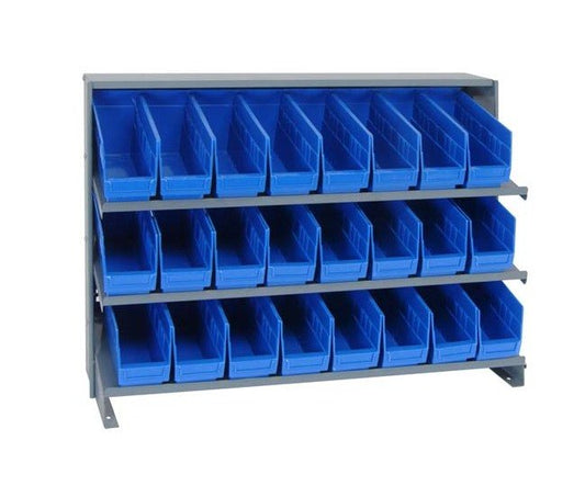 Heavy Duty Steel Shelving Unit with 24 Bins, Blue - Image 1