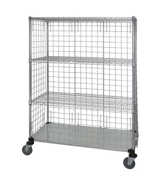 Enclosed Wire Cart with Solid Shelf and Panels - Image 1