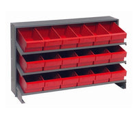 Heavy Duty Steel Shelving Unit with 18 Red Bins