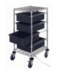 Modular Conductive Wire Bin Cart with Dividable Grids