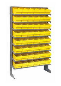 Industrial Heavy Duty Shelving Unit with 48 Yellow Bins