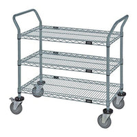 Gray Epoxy Wire Shelving Cart with 3 Shelves