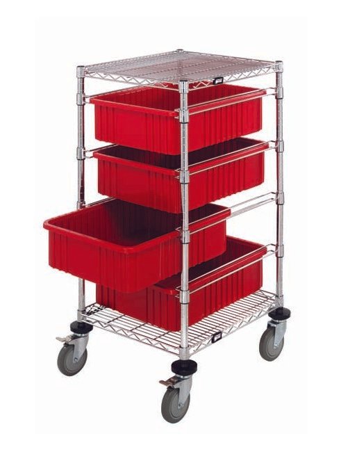 Heavy-Duty Wire Bin Cart with Dividable Grids - Image 1
